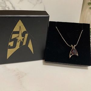 50th Ann. StarTrek Silver Garnet Trillion Necklace